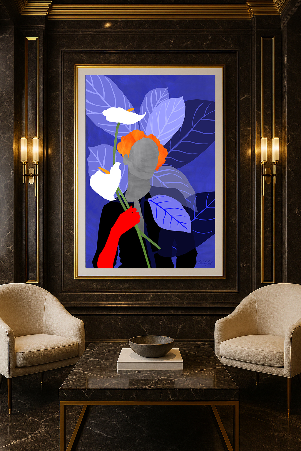 Indigo with Anthuriums 1