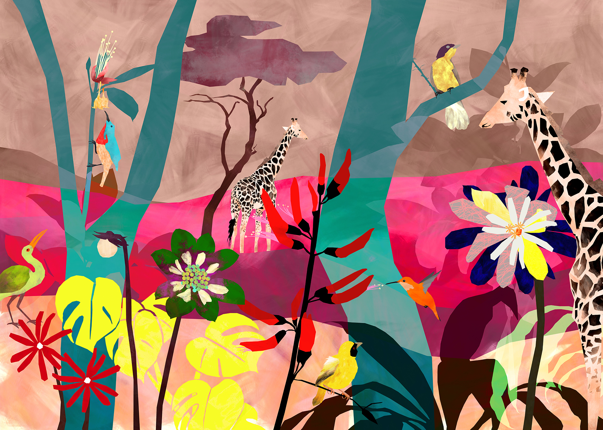 Neo Eden Safari / Original Nature Abstract Artwork   127 x 90.7 cm
