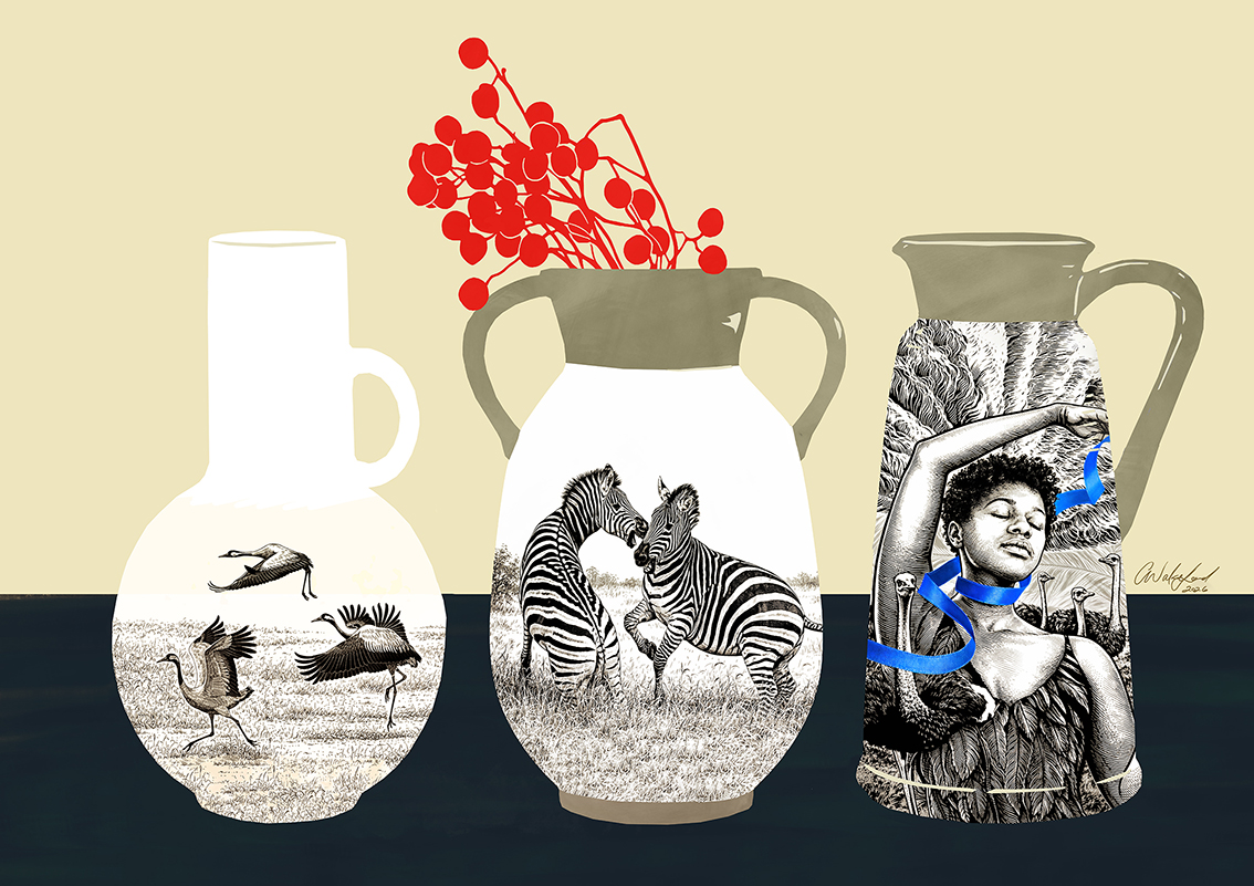 Platteland Escapades | Still Life with Three Vases Art Print A2